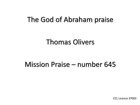 thomas olivers god of praise